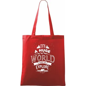 Nákupní taška Its a huge world - Taška bavlněná - 42 x 38 cm ( Červená )