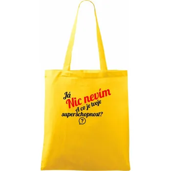 Já nic nevím - tvoje superschopnost? šikmý nápis - Taška bavlněná - 42 x 38 cm ( Žlutá )