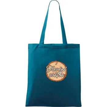 Dřevěná svatba 5 - Taška bavlněná - 42 x 38 cm ( Petrolejová )