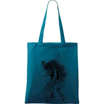 Kreslený kluk s prutem - Taška bavlněná - 42 x 38 cm ( Petrolejová )