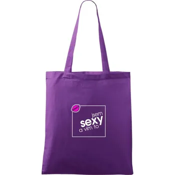 Jsem sexy a vím to ve čtverci - Taška bavlněná - 42 x 38 cm ( Fialová )