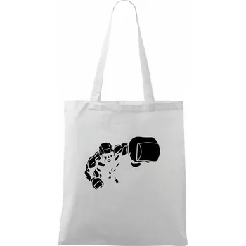 Nákupní taška Boxer obrys - Taška bavlněná - 42 x 38 cm ( Bílá )