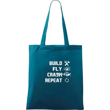 Dron Build fly crash repeat - Taška bavlněná - 42 x 38 cm ( Petrolejová )