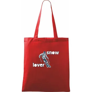 Nákupní taška Snow lover lyže - Taška bavlněná - 42 x 38 cm ( Červená )