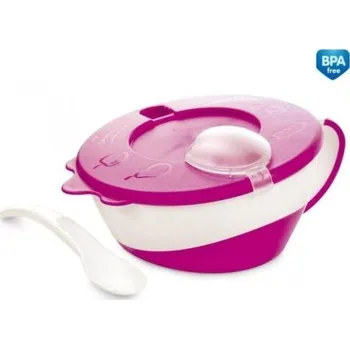 Canpol babies Miska s lžičkou KRAVIČKA růžová