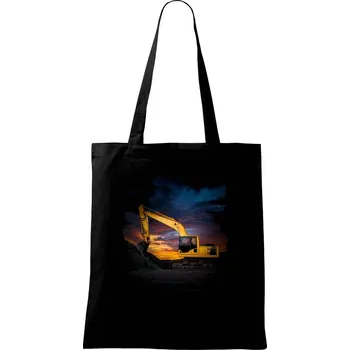 Nákupní taška Bagr při západu - Taška bavlněná - 42 x 38 cm ( Černá )