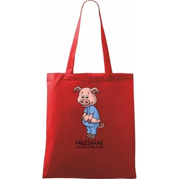 Přežírání zmenšuje oblečení (Hana-creative) - Taška bavlněná - 42 x 38 cm ( Červená )