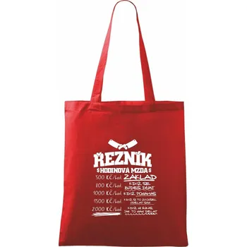 Hodinová mzda řezník - Taška bavlněná - 42 x 38 cm ( Červená )