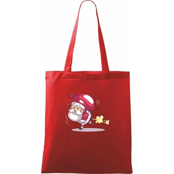 Nákupní taška Santa nese težký náklad - Taška bavlněná - 42 x 38 cm ( Červená )
