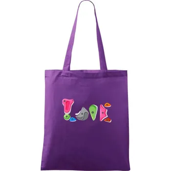 Nákupní taška Lezení na stěně - love - Taška bavlněná - 42 x 38 cm ( Fialová )