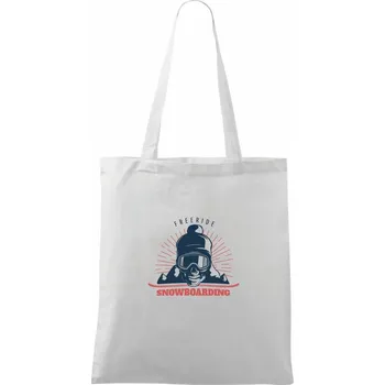 Nákupní taška Freeride snowboarding lebka - Taška bavlněná - 42 x 38 cm ( Bílá )