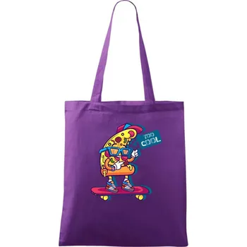 Pizza slice with skateboard - Taška bavlněná - 42 x 38 cm ( Fialová )