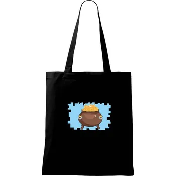 Nákupní taška Gamer - stará hra - hrnec zlata - Taška bavlněná - 42 x 38 cm ( Černá )