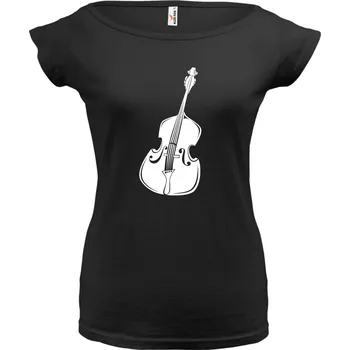 Dámské tričko KONTRABAS 1 (černé, bílý potisk) dámské velikost L (Dámské tričko s potiskem)