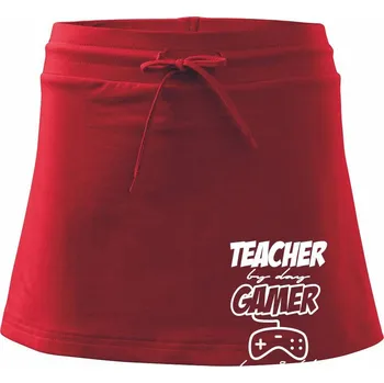 Dámská sukně Teacher by Day Gamer by Night - Sportovní sukně - two in one - L ( Červená )
