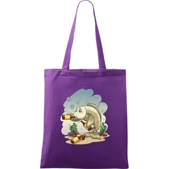 Opilá ryba - Taška bavlněná - 42 x 38 cm ( Fialová )