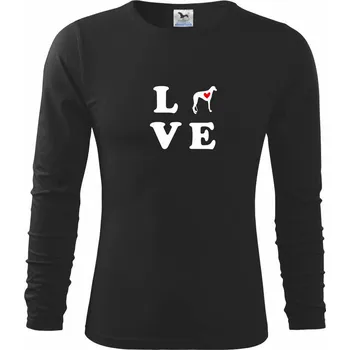Chlapecké tričko Chrt love - Triko dětské Long Sleeve - 134 cm/8 let ( Černá )