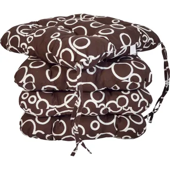 Podsedák Podsedák na židli foukaný se šňůrkou - 40 x 40 - bílé kruhy - sada 4 ks