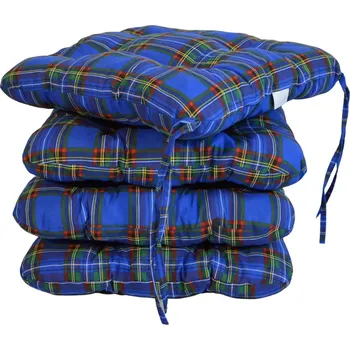 Podsedák Podsedák na židli foukaný se šňůrkou - 40 x 40 - modrá kostka - sada 4 ks