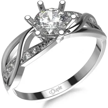 Šperk Couple, Neobyčejný zásnubní prsten Alyx, bílé zlato se zirkony, vel. 53, prům. 16.9 mm, 585-52-1-0515.1B00.0.53.001