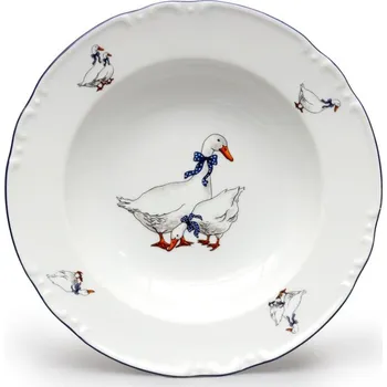 Thun 1794 Talíř hluboký, husy, 23 cm, český porcelán, Constance, Thun