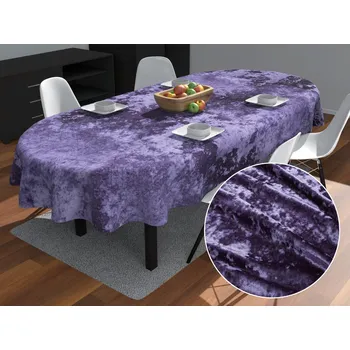 ubrus Sametový oválný ubrus Diana DI-006 Tmavě fialový 100x140 cm