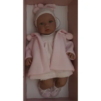 Panenka Realistické miminko - LEA v růžovém kabátku s kapucou - od firmy ASIVIL (Velikost 46 cm)