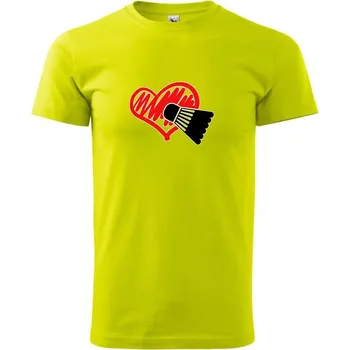 Badminton srdce - Klasické pánské triko vyšší gramáže - XS ( Limetková )