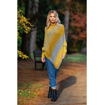 Dámské oblečení Pletené dámské pončo Fobya F592 žluté