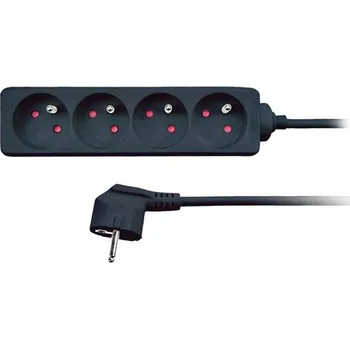 Napájecí kabel Solight prodlužovací přívod, 4 zásuvky, černý, 3m - PP28