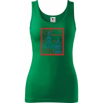 Dámské oblečení Moskva známka jednoduchá - Dámské tílko - L ( Středně zelená )
