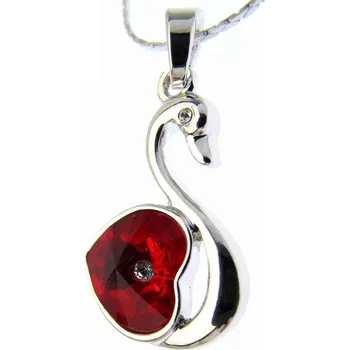 Náhrdelník Náhrdelník LABUŤ Swarovski se srdíčkem Siam - Červená