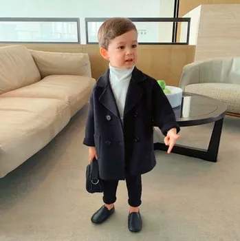 Dívčí bunda Chlapecký vlněný trenčkot Barva: Černá, Velikost: 90 (24M)