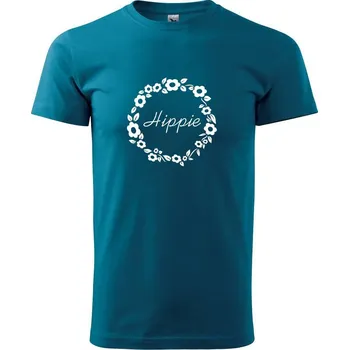 Pánské tričko Hippie - Klasické pánské triko vyšší gramáže - L ( Petrolejová )