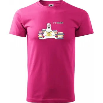 Pánská móda I love reading medvěd - Klasické pánské triko vyšší gramáže - L ( Purpurová )