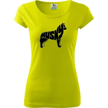 Husky - text v těle - Dámské triko Pure - L ( Limetková )