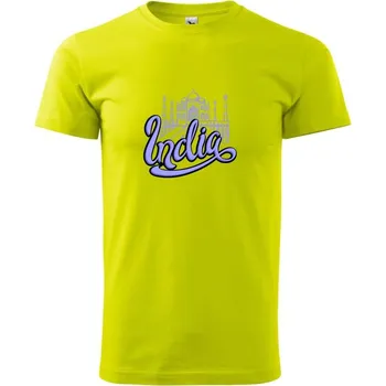 India Lettering - Klasické pánské triko vyšší gramáže - XS ( Limetková )