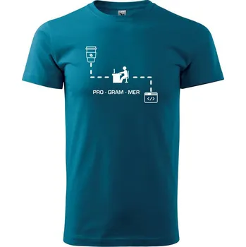 Programer code - Klasické pánské triko vyšší gramáže - XS ( Petrolejová )