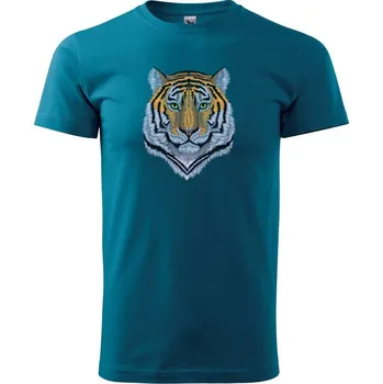 Pánské tričko Tygr hlava - Klasické pánské triko vyšší gramáže - S ( Petrolejová )