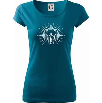 Ježíš a svatozář - Dámské triko Pure - M ( Petrolejová )