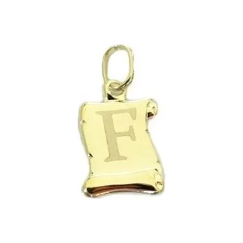 Přívěsek Zlatý přívěšek písmenko "F" Svitek menší 21mm 0,40g Zlato 14k(585/1000)