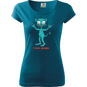 Dámské tričko I love people - upírek (Hana-creative) - Dámské triko Pure - L ( Petrolejová )