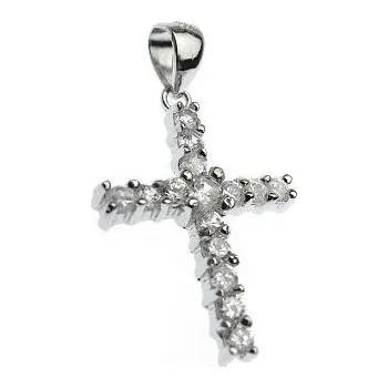 Přívěsek Přívěsek křížek ze stříbra 31mm s čirými zirkony Rhodium Stříbro 925/1000