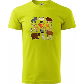 Lesní zvířátka - Klasické pánské triko vyšší gramáže - M ( Limetková )