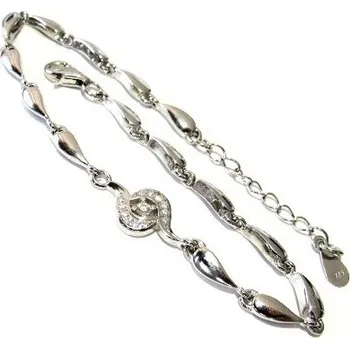 Šperk Luxusní stříbrný náramek s čirými zirkony 4,70g Rhodium 17+2,5cm Stříbro 925/1000