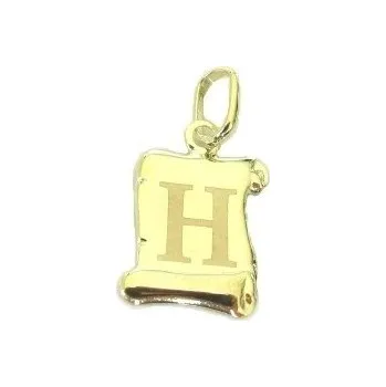 Přívěsek Zlatý přívěšek písmenko "H" Svitek menší 21mm 0,45g Zlato 14k(585/1000)