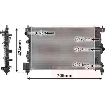 Chladič motoru Chladič, chlazení motoru VAN WEZEL 37002666
