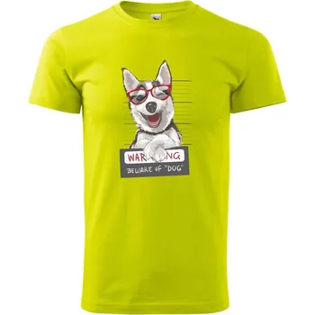 Husky - beware of dog - Klasické pánské triko vyšší gramáže - 4XL ( Limetková )