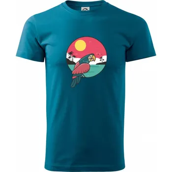 Pánská móda Papoušek v kruhu u moře - Klasické pánské triko vyšší gramáže - S ( Petrolejová )