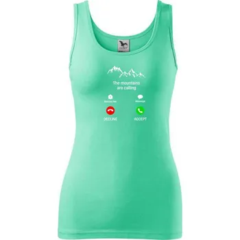 Dámské tričko The mountains are calling - telefon - Dámské tílko - L ( Mátová )